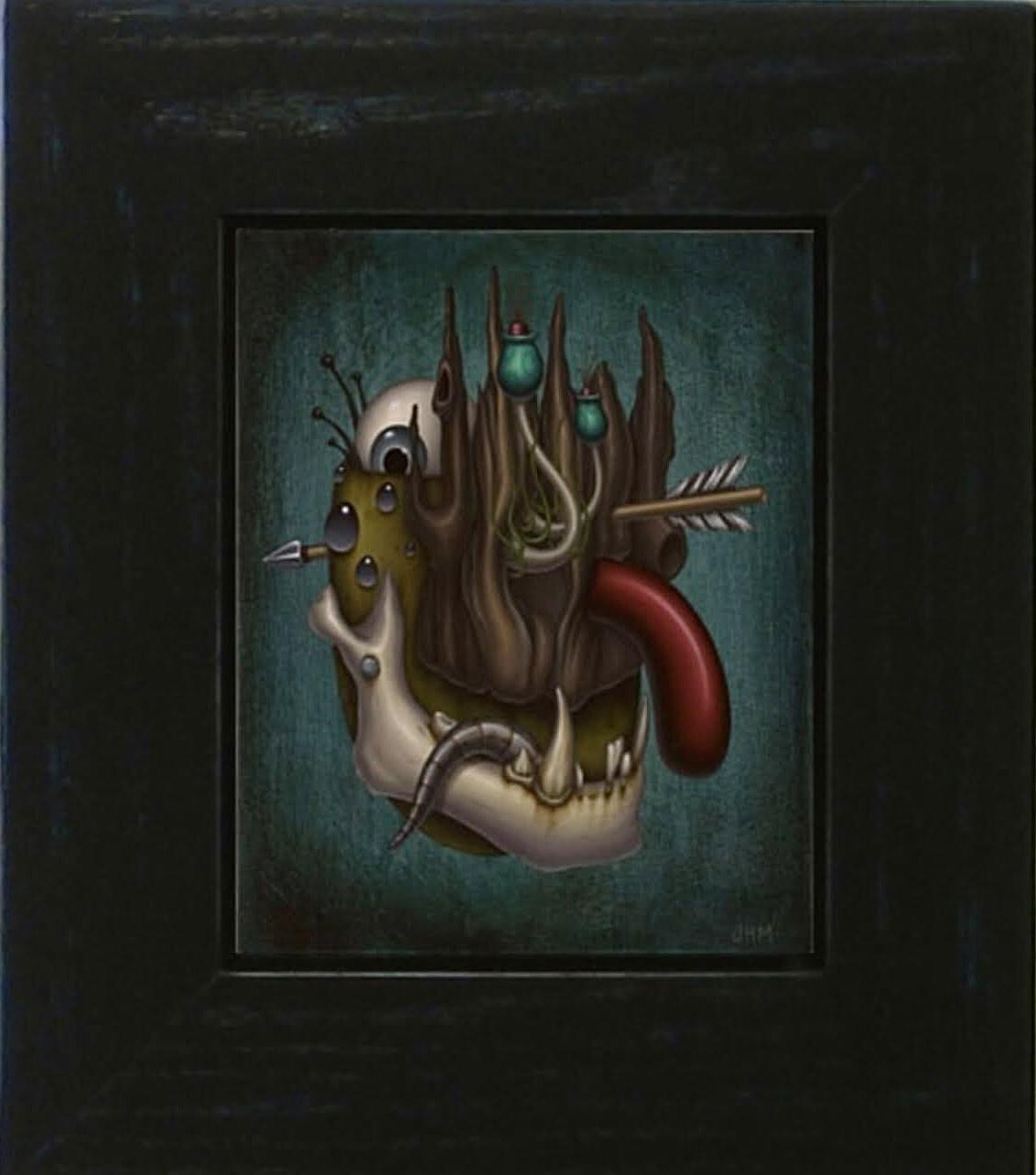 Justin Henry Miller, Counter Cupid Shlong Shaman, 2012, Oil on panel, 10” x 8”