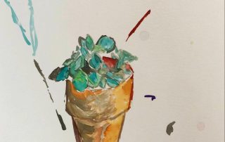 Jeffrey Alan Castillo, Cactus Plant, 2020-2021, Watercolor paints on watercolor paper, 14” x 11”