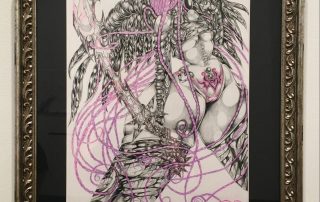 Nia Danielle Lovemore Rutledge, The Unbridled Sorrow of the Darkest Seraphim, 2021, Prismacolor on bristol board, 12" x 16"