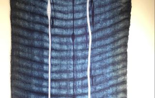 Frank Connett, Water Snake, Cotton warp weaving on agave rebozo, dyed with indigo and walnut, 67.5” x 25.5”