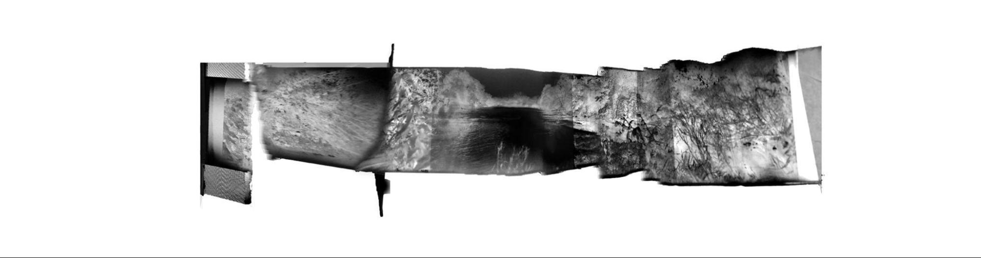 Barbara Ciurej and Lindsay Lochman, River 2, 2021, Negative rephotographed with handheld iPhone in panorama mode, Digital print, edition of 2 + 1 AP, 8” x 36”