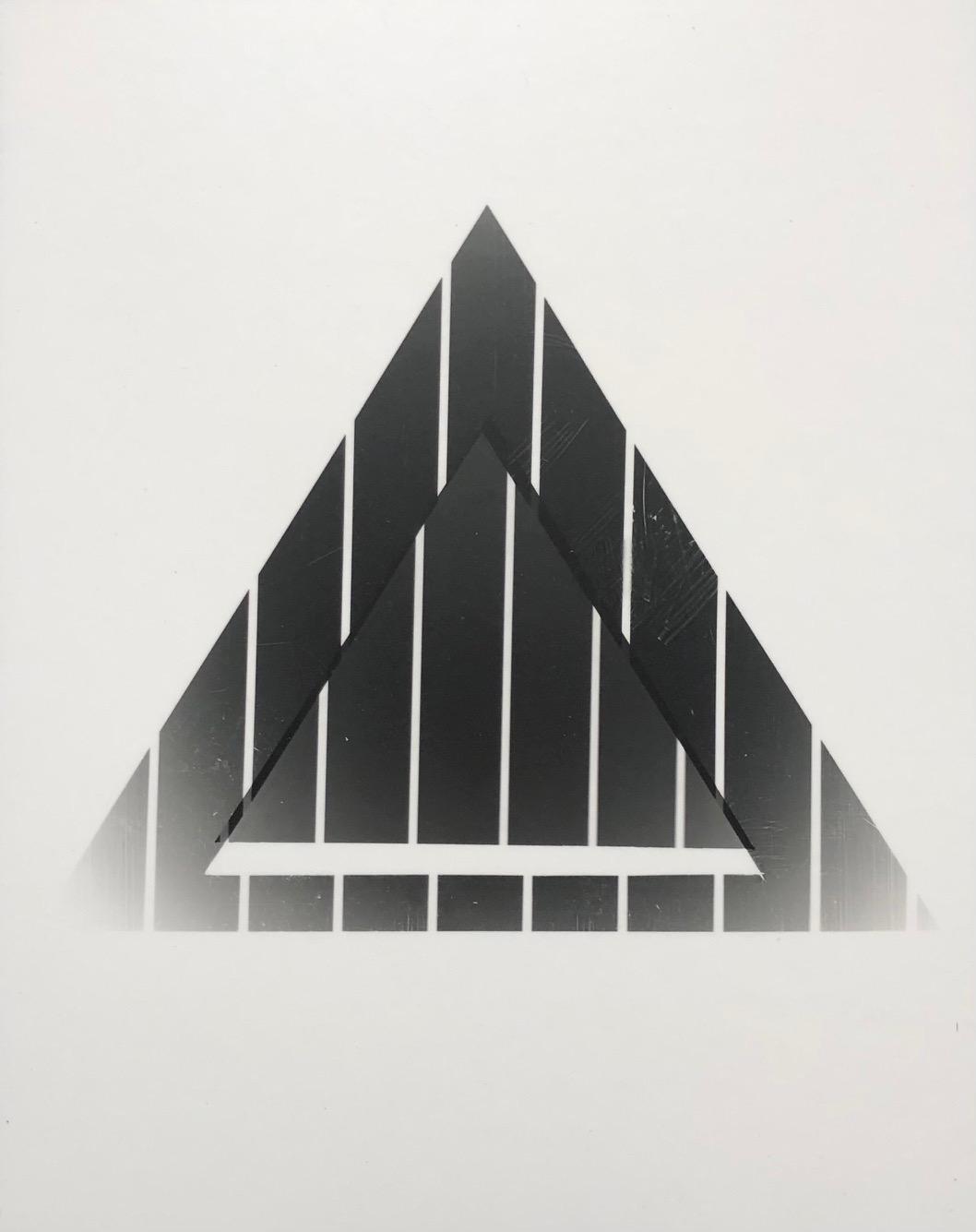 Juan Fernandez, Triangle Pinstripes (Positive), 2022, Laminated silver gelatin print mounted on masonite, 14” x 11” x 1”