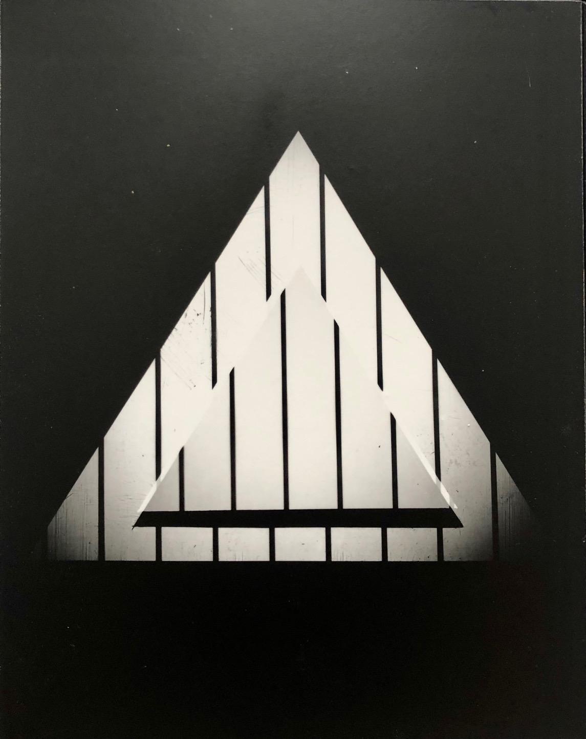 Juan Fernandez, Triangle Pinstripes (Positive), 2022, Laminated silver gelatin print mounted on masonite, 14” x 11” x 1”
