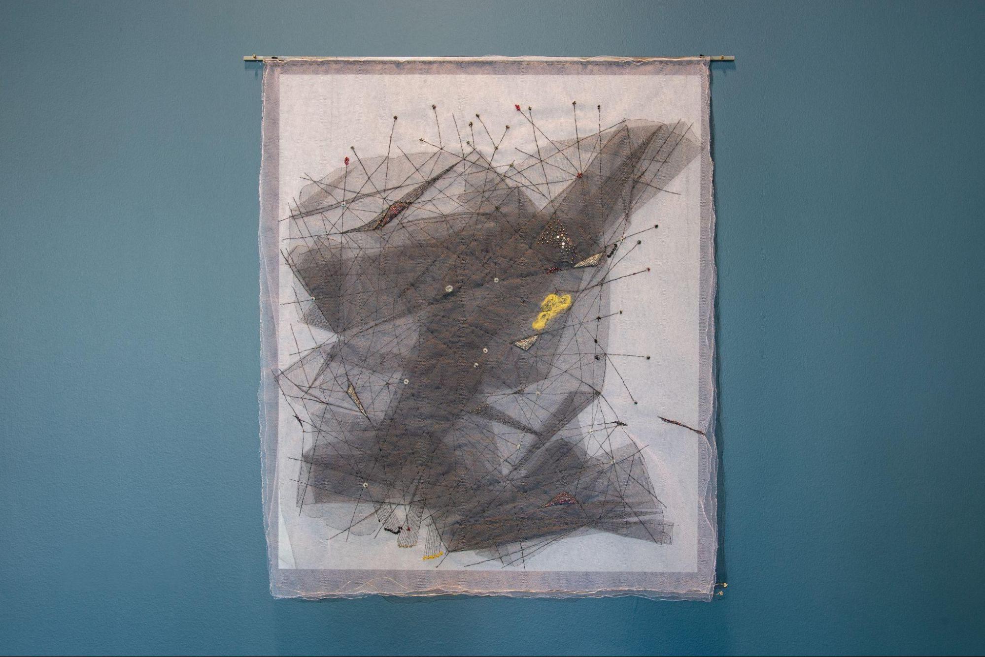 Resignation #3, 2020, Tulle and mixed media, 30” x 24”, photos by Ryan Edmund Thiel
