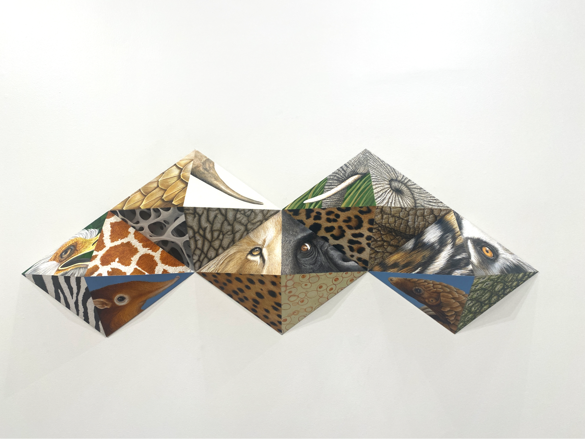 Out of Africa, 2022, Particle board and acrylic point, 54’’ x 21” x 63”