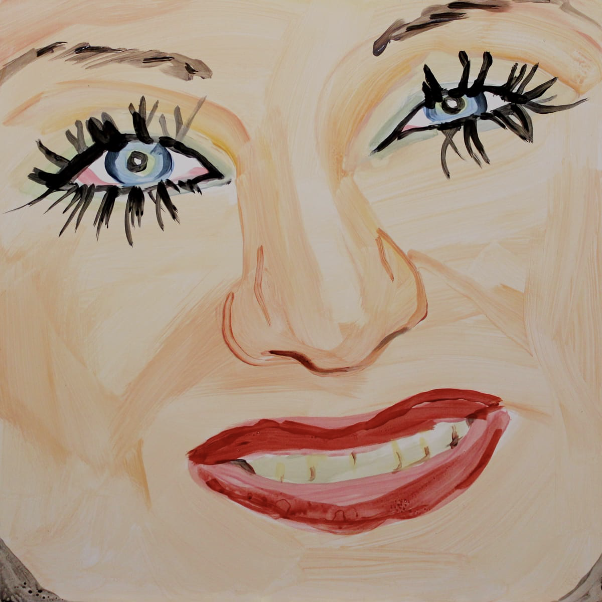 Laura Collins, Tammy Faye Bakker no. 1, 2022, acrylic on panel, 16” x 16”