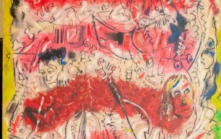 Lewis Achenbach, Amy Wurtz/Berger Duo, 2021, pastel, charcoal, chalk on wood cradle, 16” X 20”